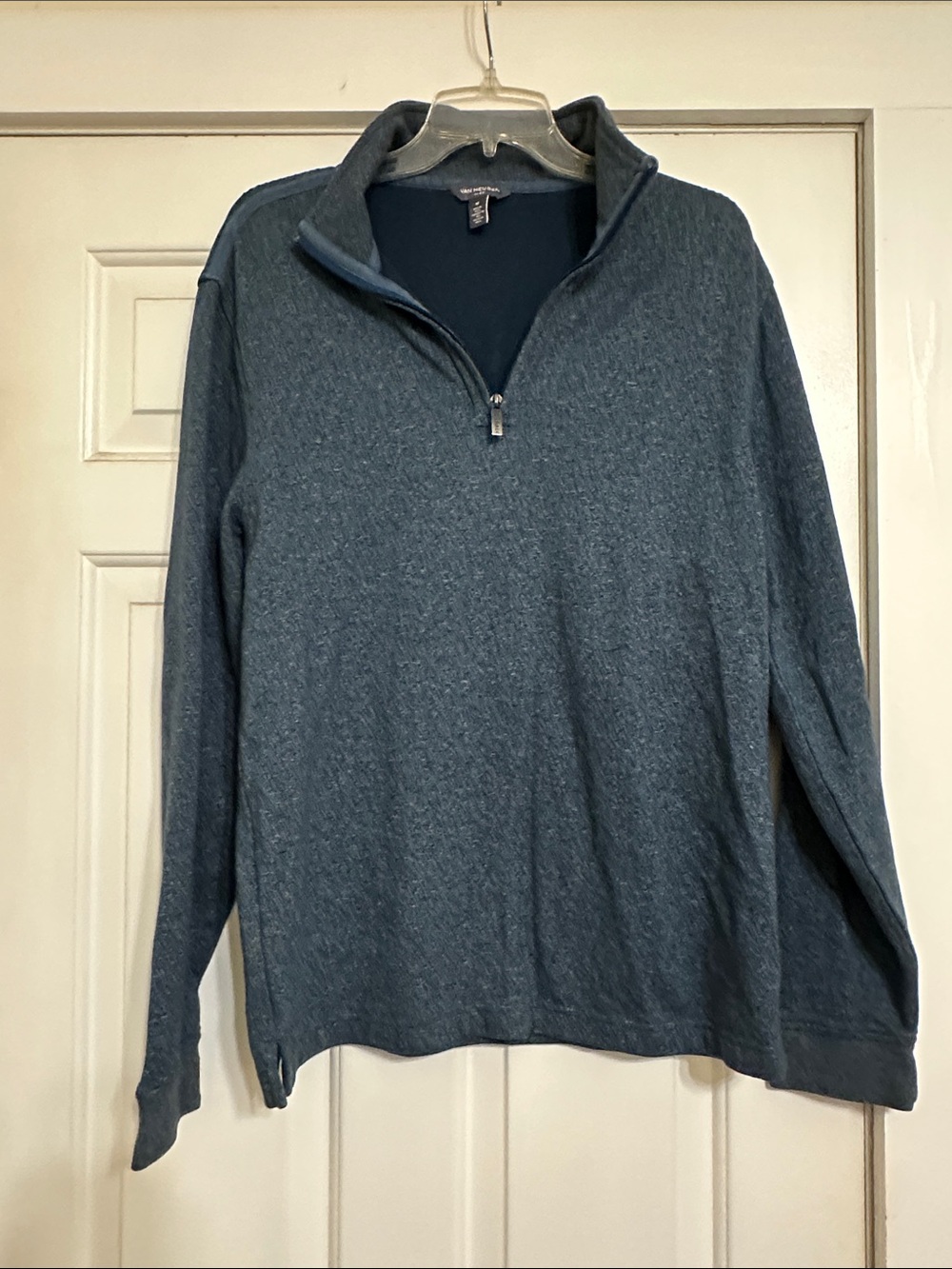 Van Heusen Men's Heathered Navy Quarter-Zip Sweater